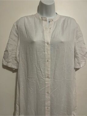 Banana Republic White Button-Up Short Sleeve dress